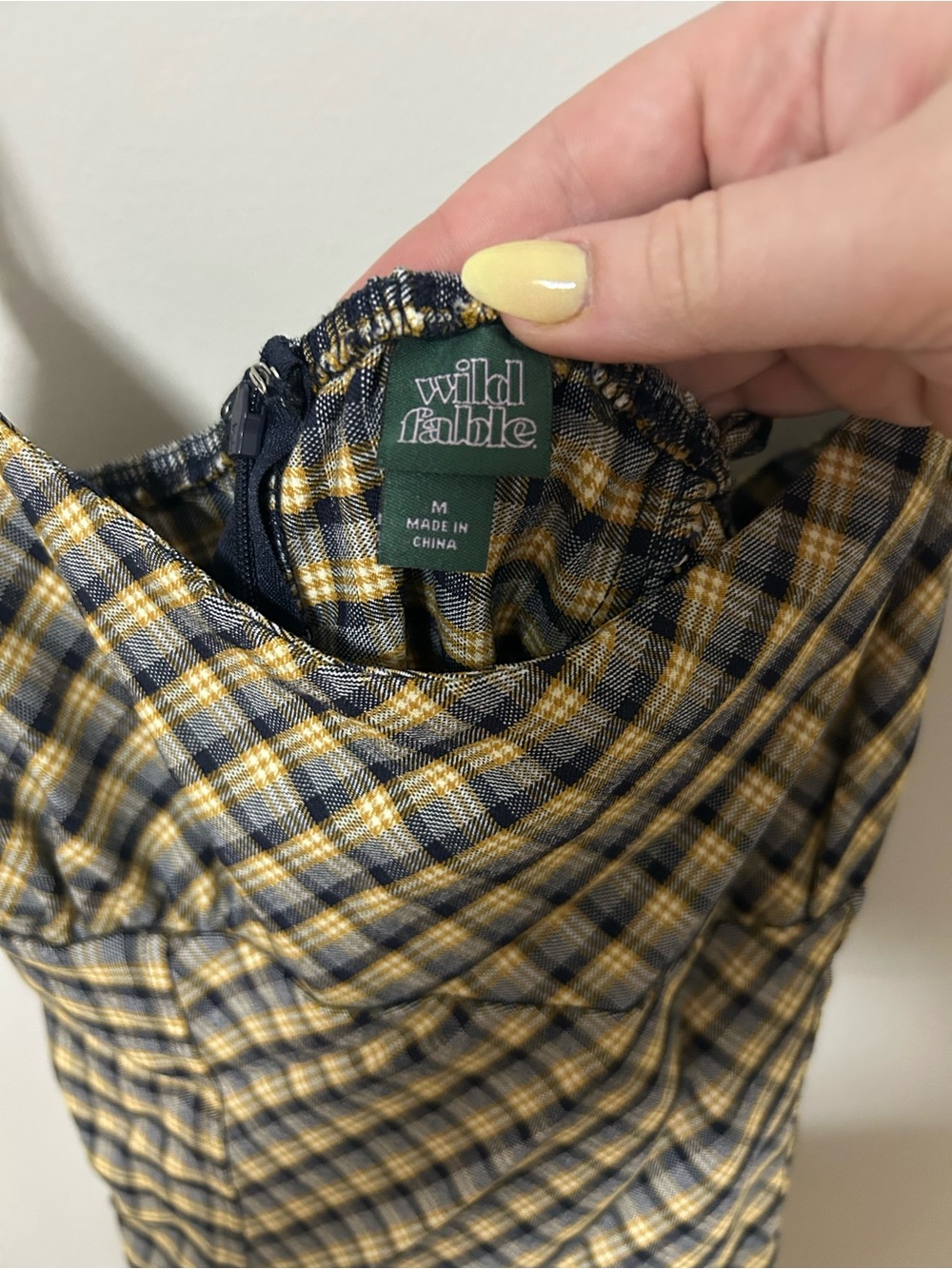 Wild Fable Plaid Spaghetti-Strap Mini Dress Yellow and Blue - Picture 3 of 3